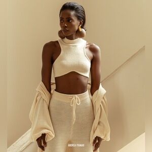 NWT Andrea Iyamah Ally Crop Top Size XS (US 4-6) Tusk/Ivory